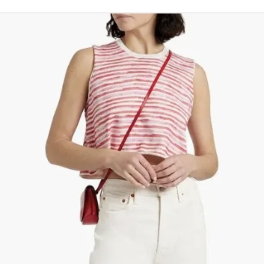 ATM - Cropped Striped Cotton and Cashmere-blend Top - Medium NWT - Picture 3 of 10